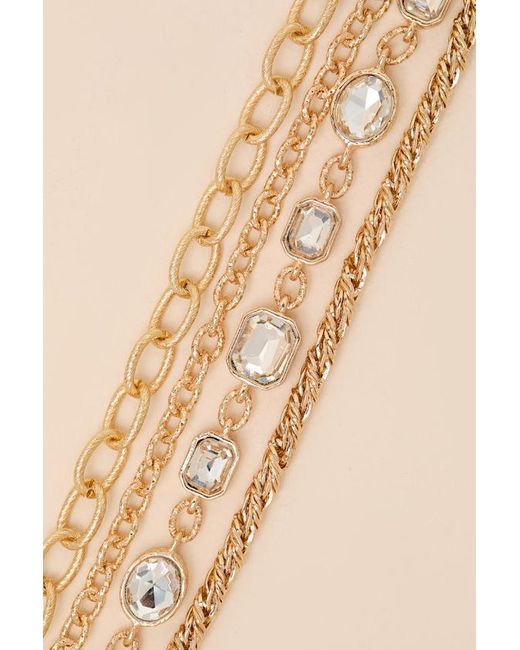 Lulus Natural Dane Rhinestone Layered Bracelet