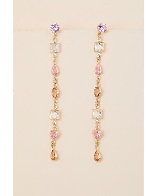 Lulus Brown Kemi Multi Rhinestone Drop Earrings