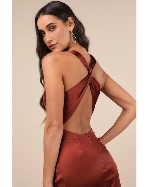 strapless open back dress Rust Red Sweetheart High Low Tiered Formal Dress,Tulle Long Evening Pr –  Simplepromdress main image 1