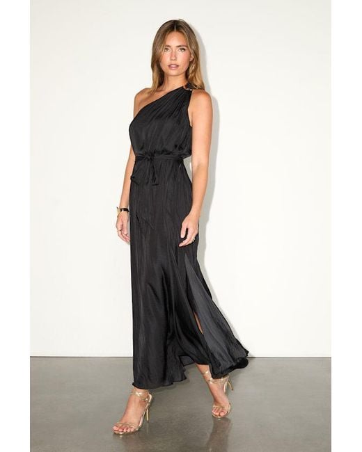 lulus one shoulder maxi dress Black One-Shoulder Long Sleeve Maxi Dress | Womens | X-Small | 100% Polyester | Lulus | Homecoming | Holiday Dresses