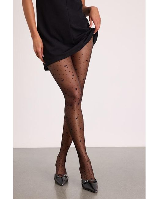 L'eggs Black Bare Contourâ„ Heart Polka Dot Sheer Tights