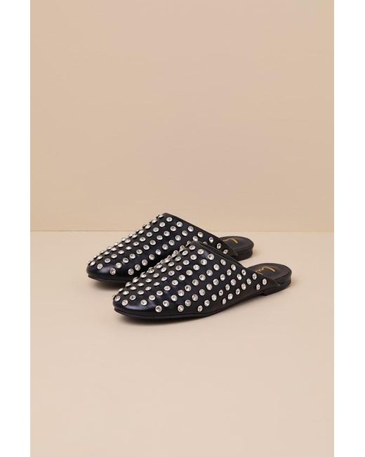 Lulus Black Calley Rhinestone Slides