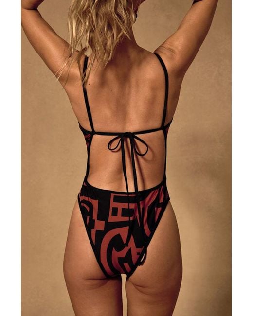Lulus Brown Aruba And Abstract Print One-Piece Swimsuit