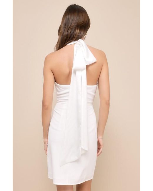 Lulus Polished Cutie Collared Sleeveless Backless Mini Dress in Natural |  Lyst UK