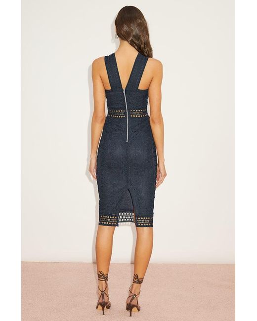 Lulus Blue Cocktail Ready Crochet Lace Midi Dress