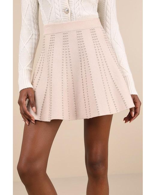 Lulus Natural Chic Weather Lurex Knit High-Waisted Skirt