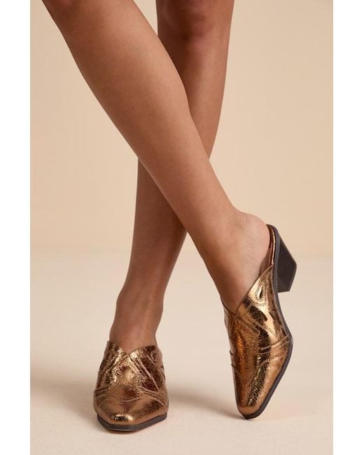 Lulus Brown Armina Bronze Western Mule Pumps