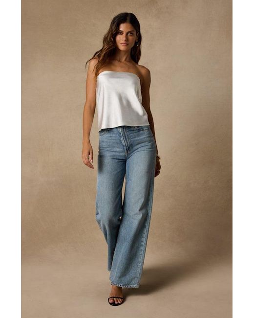 Lulus Blue Lola Satin Cowl Back Top