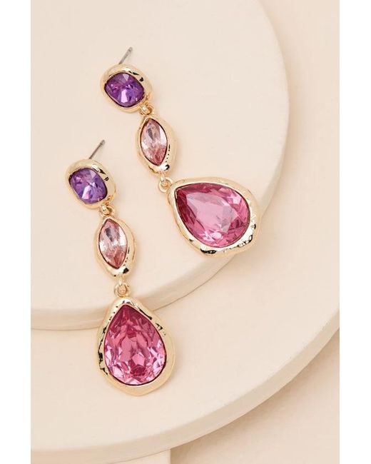 Lulus Brown Helen Multi Rhinestone Drop Earrings