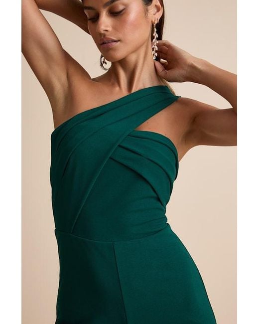 Lulus Blue Devoted To Fun Hunter One-Shoulder Sleeveless Jumpsuit