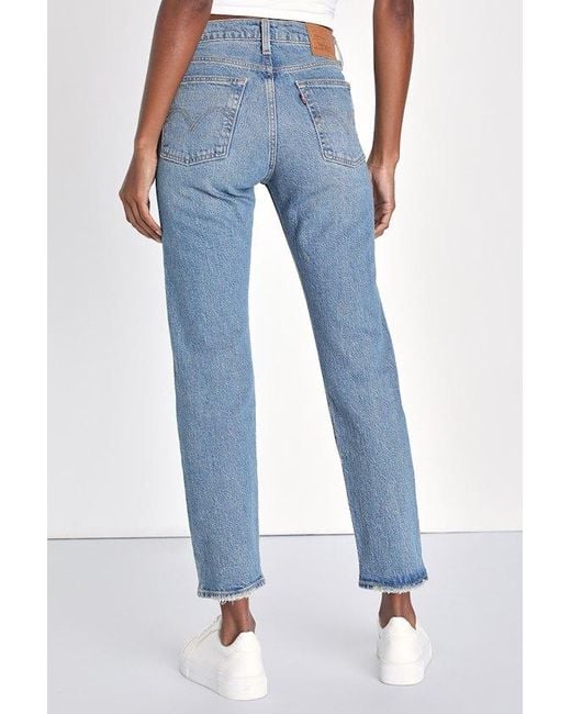 Levi's Blue Wedgie Straight Fade Medium Wash High-Rise Cropped Jeans