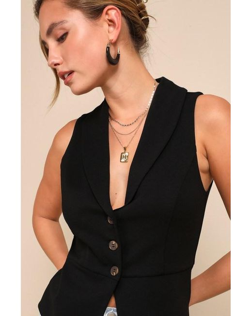 Lulus Black Heightened Vibes Sleeveless Vest Top