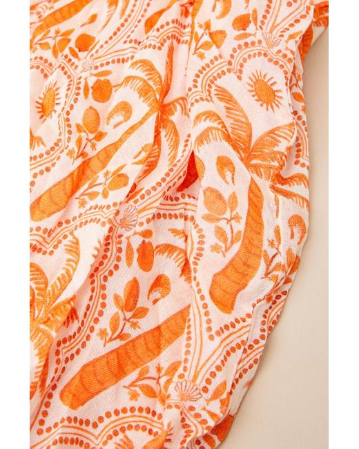 Lulus Orange Cayman Palm Tree Print Sarong Swim Cover-Up