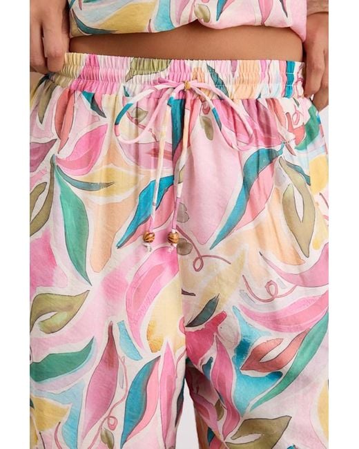 Lulus Pink Prilla Multi Abstract Wide-Leg Pants