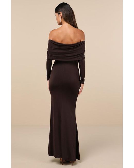 Lulus Black Effortlessly Stunning Dark Off-The-Shoulder Maxi Dress