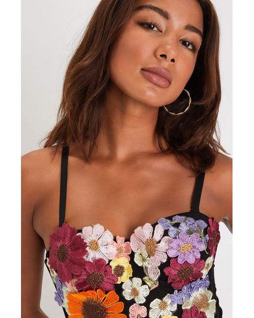Lulus Flirty Icon 3D Floral Embroidered Bustier Tank Top