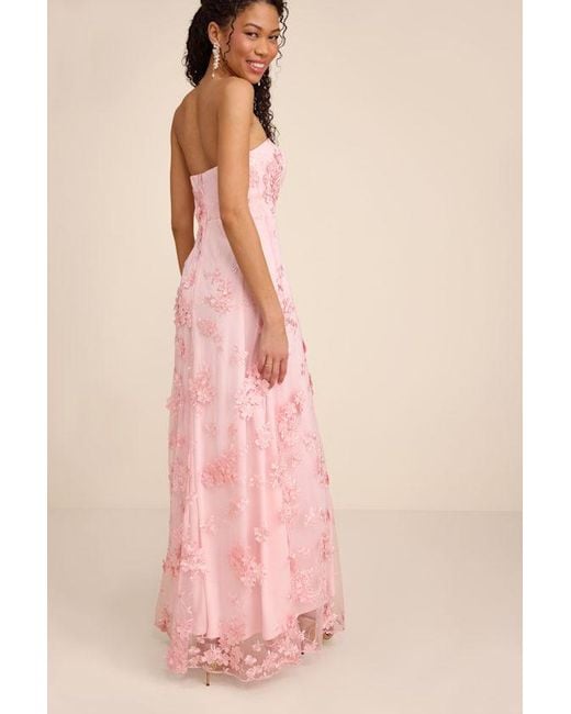 Lulus Pink Rare Presence Blush 3D Floral Embroidered Maxi Dress