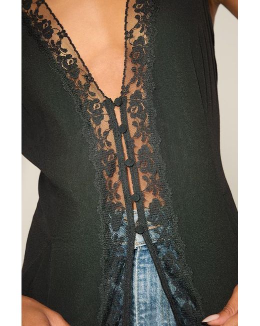 Lulus Blue Mindy Lace Button-Front Tank Top