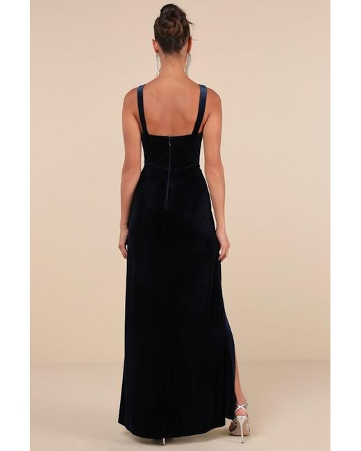 Lulus Black Elegant Sweetie Dark Velvet Square Neck Maxi Dress