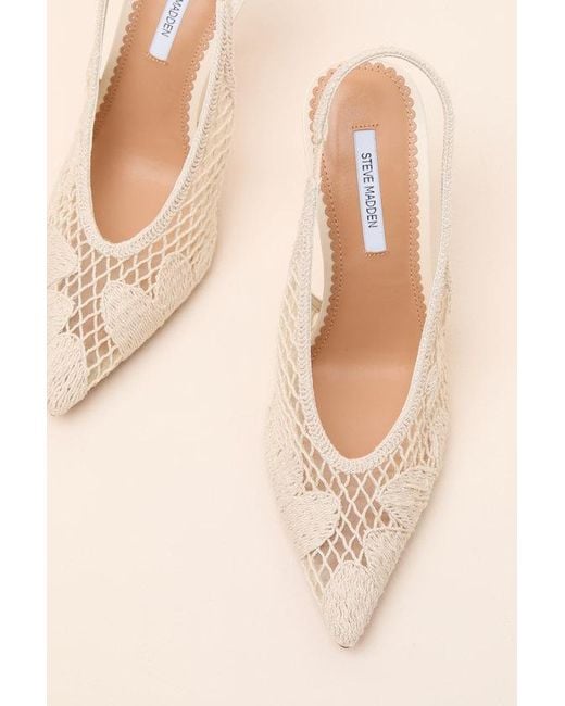 Steve Madden Andromeda Natural Crochet Pointed-Toe Slingback Pumps