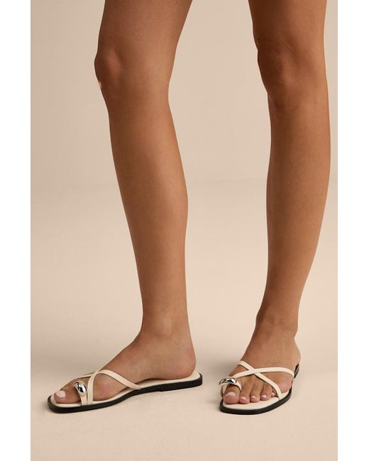 Billini Natural Nya Bone Flat Slide Sandals