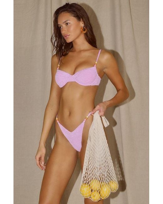 Dippin' Daisy's Brown Fiji Textured Low-Rise Cheeky Bikini Bottoms