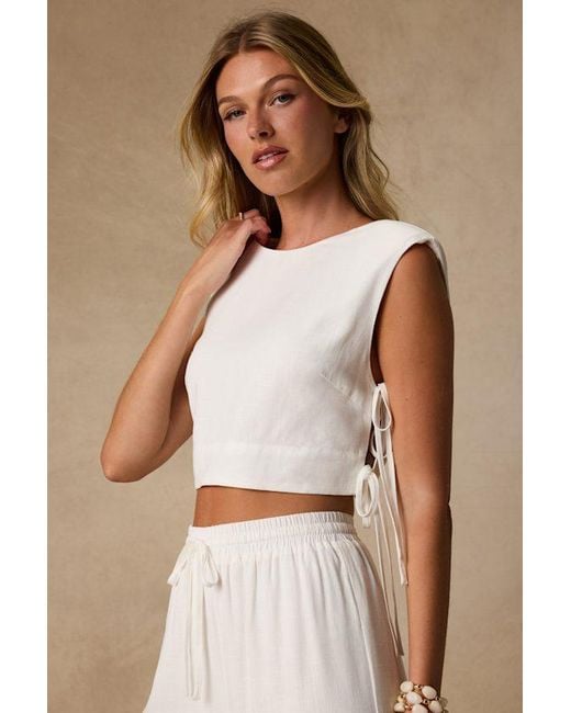 Lulus Natural Irida Tie-Side Sleeveless Crop Top