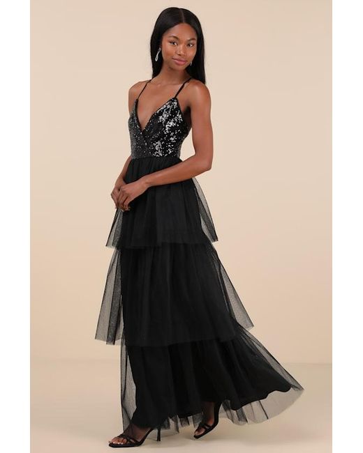 Lulus Maydon Tulle Sequin Tiered Maxi Dress in Black | Lyst UK Lulus Maydon Tulle Sequin Tiered Maxi Dress in Black | Lyst UK