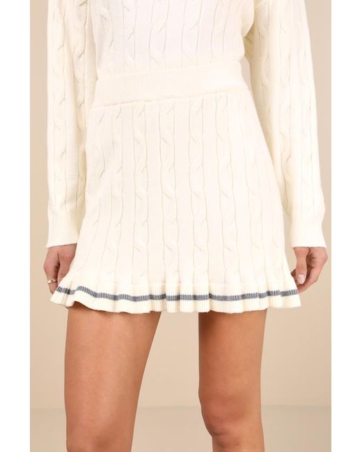 Lulus Natural Studious Charm Ivory And Cable Knit Mini Skirt