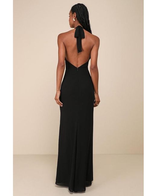 Lulus Blue Captured Your Heart Halter Maxi Dress