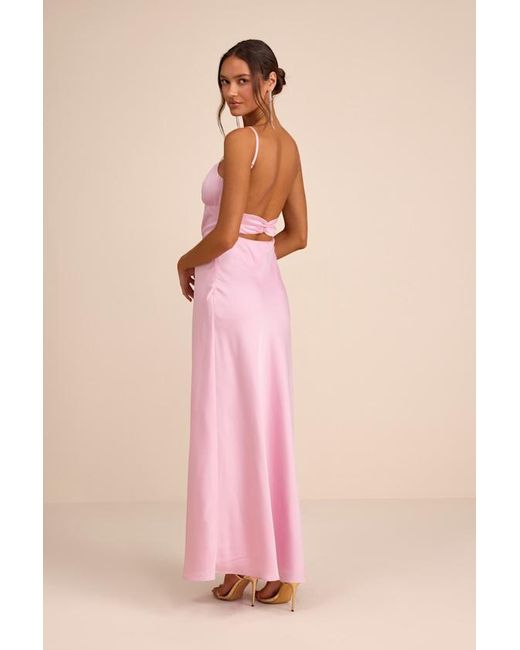 Lulus Pink Irena Satin Backless Maxi Dress