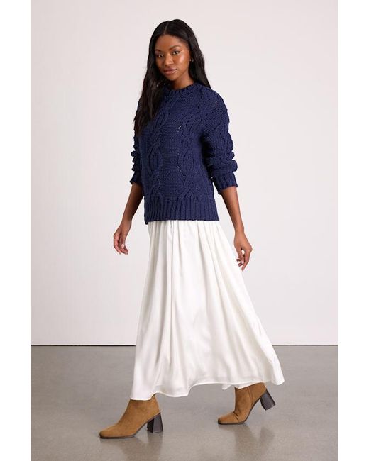 Lulus Blue Quinna And Ivory Mixed Media Maxi Dress