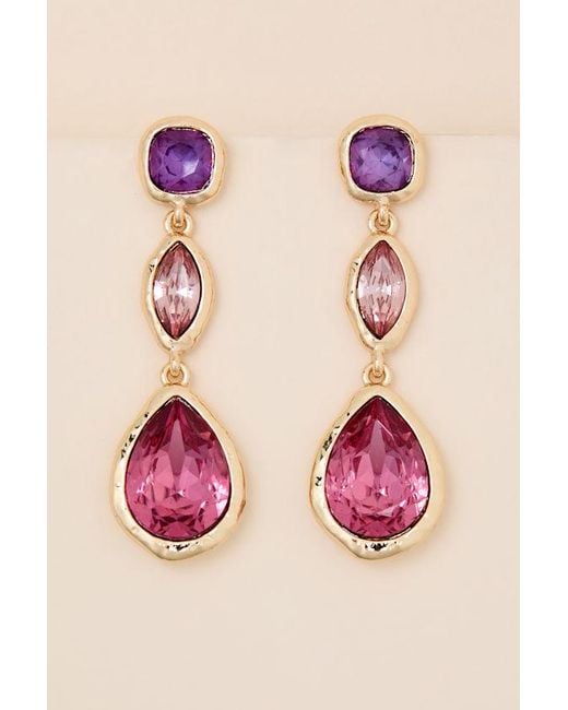 Lulus Brown Helen Multi Rhinestone Drop Earrings