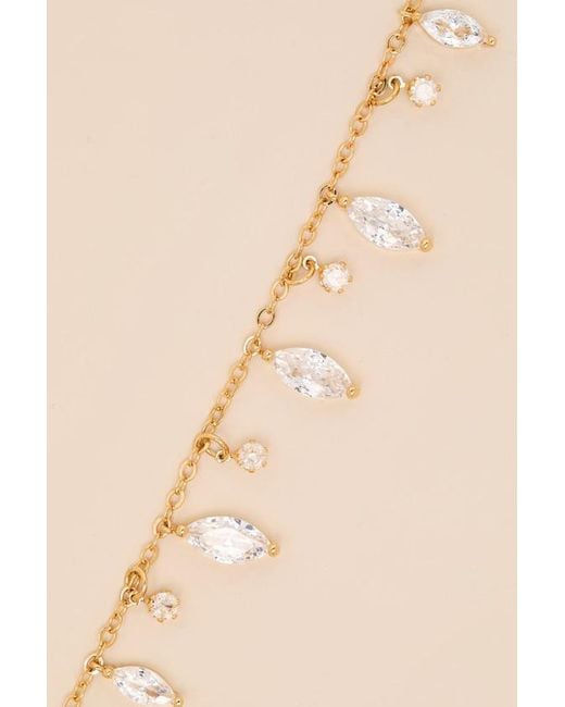 Lulus Natural Gladys Rhinestone Charm Bracelet