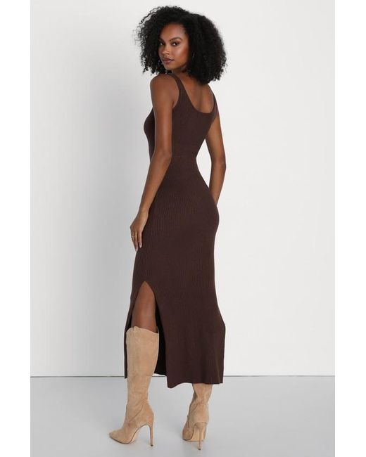 Lulus Layer Lover Ribbed Knit Two-Piece Dress & Cardigan Set in Brown |  Lyst UK