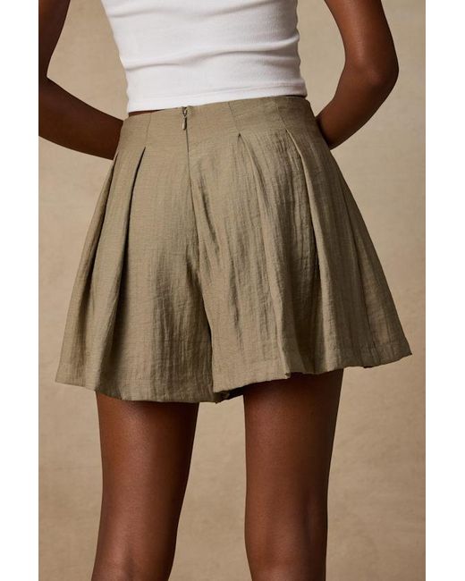 Lulus Brown Madalina Pleated High-Rise Shorts