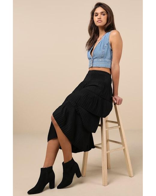 Lulus Black Ottava Suede High Heel Booties
