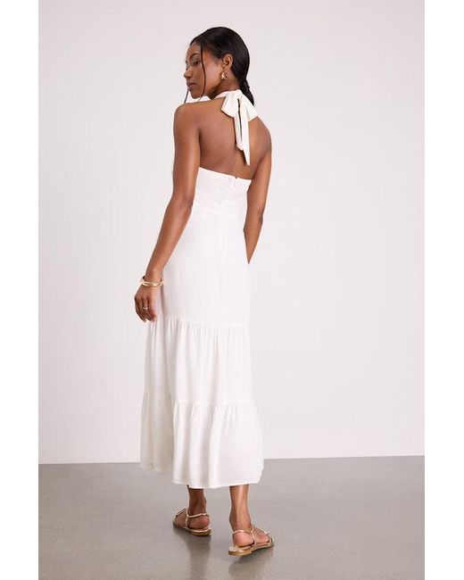 Lulus Pink Always Eye-Catching Tiered Halter Midi Dress