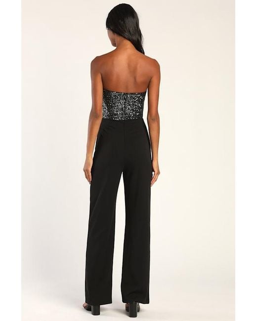 Lulus Blue Total Hottie Sequin Strapless Jumpsuit