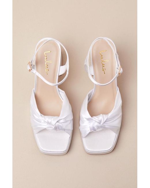 Lulus Natural Remie Satin Knotted Platform High Heel Sandals