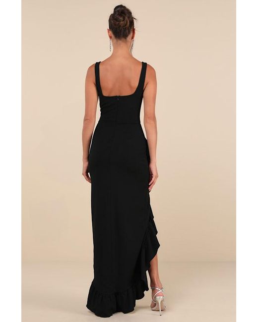 Lulus Black Immaculate Excellence Sleeveless Ruffled Tulip Maxi Dress