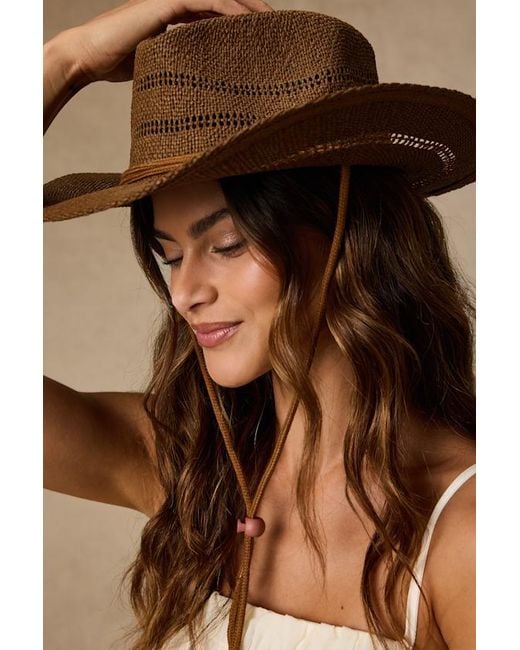 Lulus Brown Ralina Raffia Western Hat