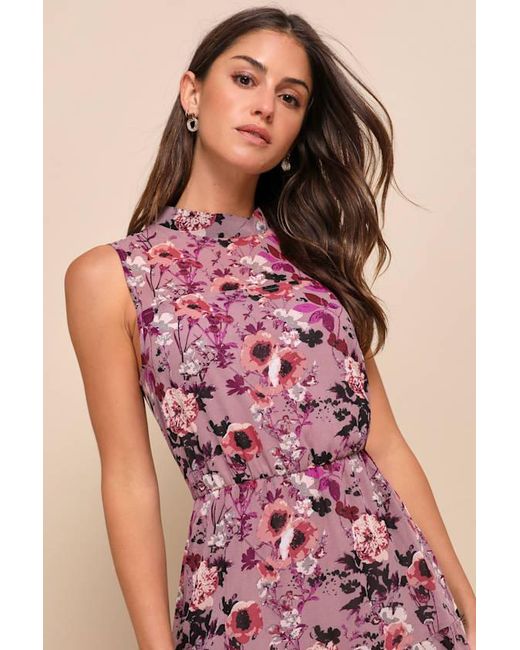 Lulus Pink In My Dreams Floral Print Midi Dress