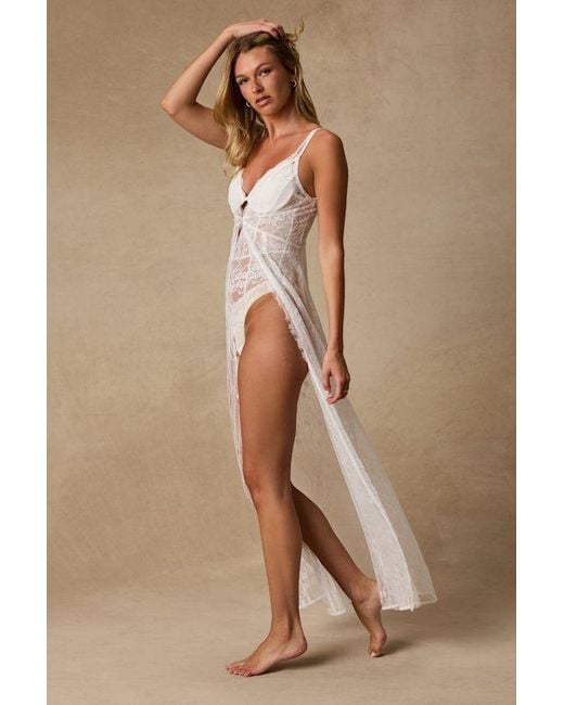 Lulus Natural Magdalena Sheer Lace Duster Slip