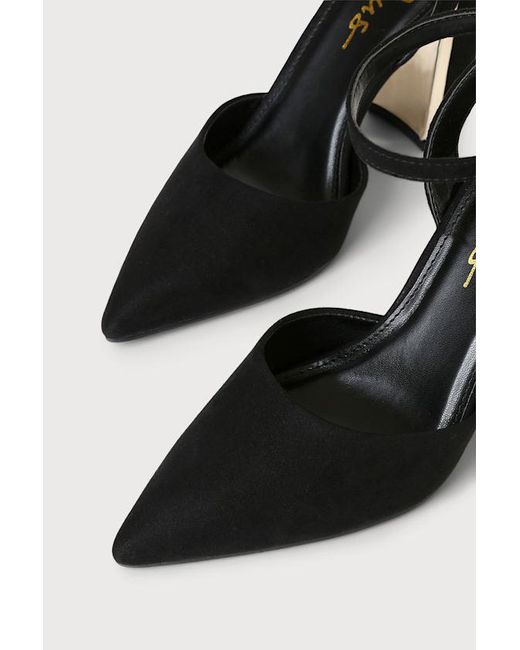 Lulus Black Laura Ii Suede Ankle Strap Pointed-Toe Pumps