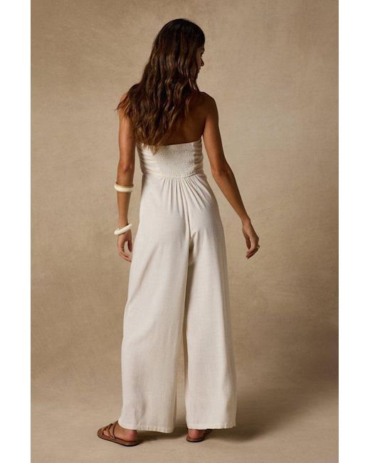 Lulus Brown Wylda Light Linen Tie-Front Jumpsuit