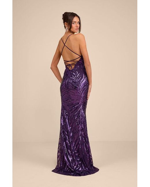 Lulus Sparkle 'Til Dawn Dark Sequin Lace-Up Mermaid Maxi Dress in Purple | Lyst Lulus Sparkle 'Til Dawn Dark Sequin Lace-Up Mermaid Maxi Dress in Purple | Lyst