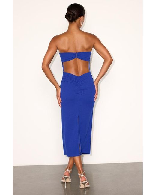 Lulus Blue Valera Jersey Knit Column Midi Dress