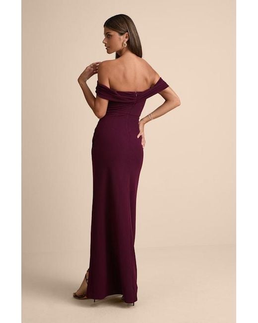 Lulus Pink High-Class Presence Plum Off-The-Shoulder Maxi Dress