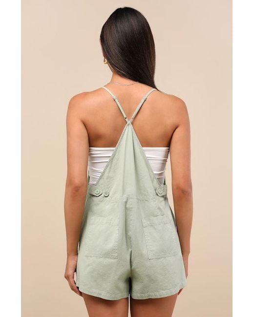 Lulus Green Easygoing Short Overall Romper